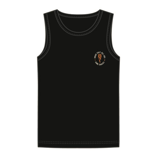 KING SHOCKS X FLAGSHIP TANK  |  BLACK TEE/ ORANGE