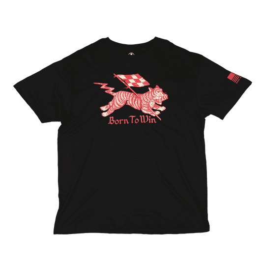 KING SHOCKS X BORN TO WIN | BLACK TEE/ RED