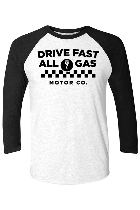 MOTOR CO BASEBALL TEE | BLACK AND HEATHER WHITE