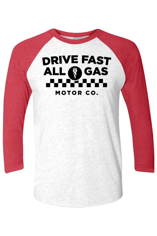 MOTOR CO BASEBALL TEE | RED AND HEATHER WHITE