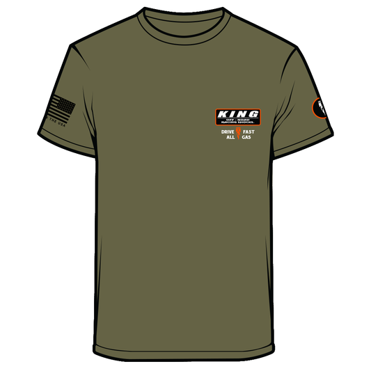 DRIVE FAST/KING | MILITARY GREEN AND ORANGE