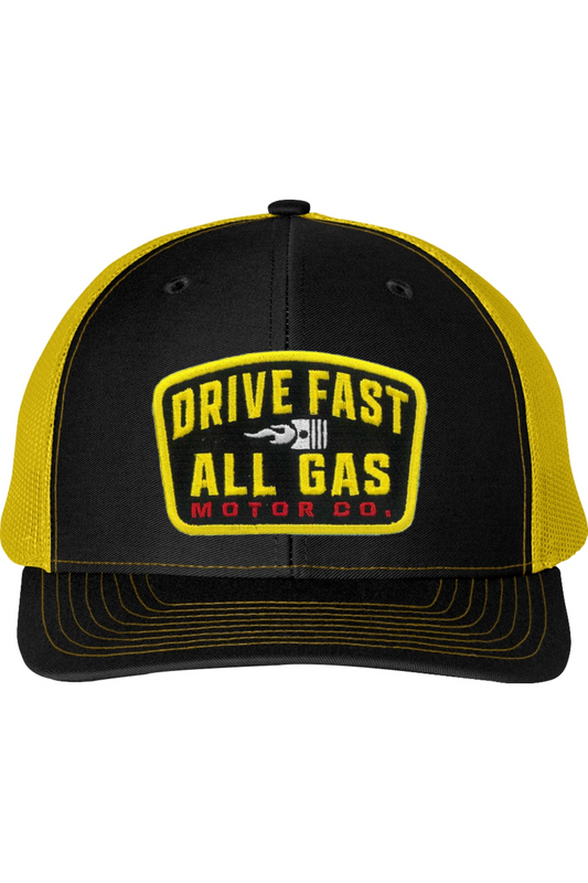 FAST LANE PATCH TRUCKER HAT | YELLOW/BLACK